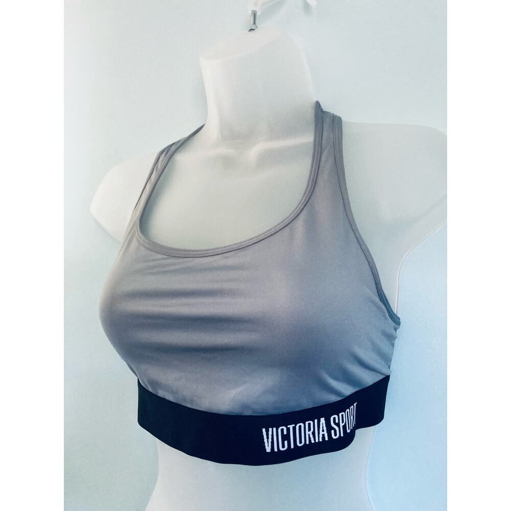 Victoria's Secret Sports Bra The Player Bra Large Gray and Black